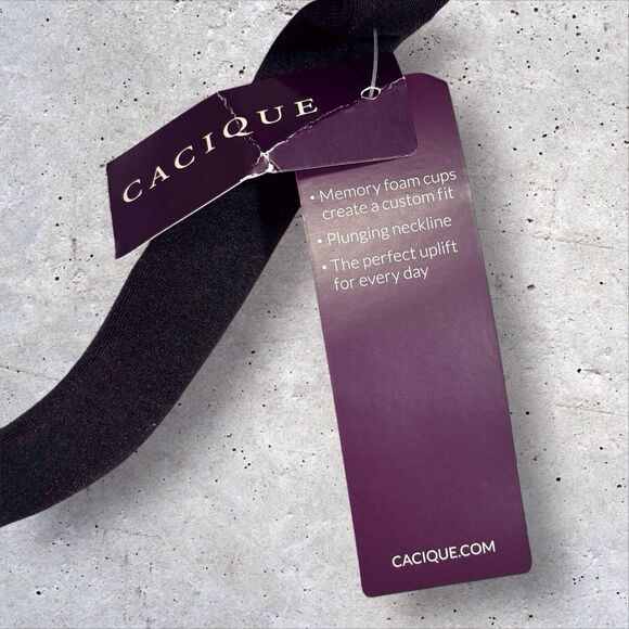 NWT Cacique Intuition Uplift Plunge Bra Underwire Adjustable Straps Black 46DDD - Picture 8 of 9